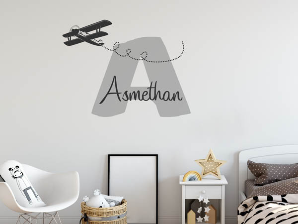 Wandtattoo Asmethan mit Flugzeug