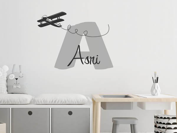 Wandtattoo Asri mit Flugzeug