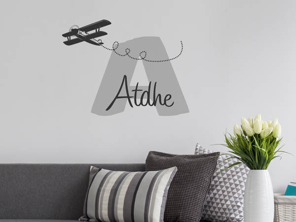Wandtattoo Atdhe mit Flugzeug