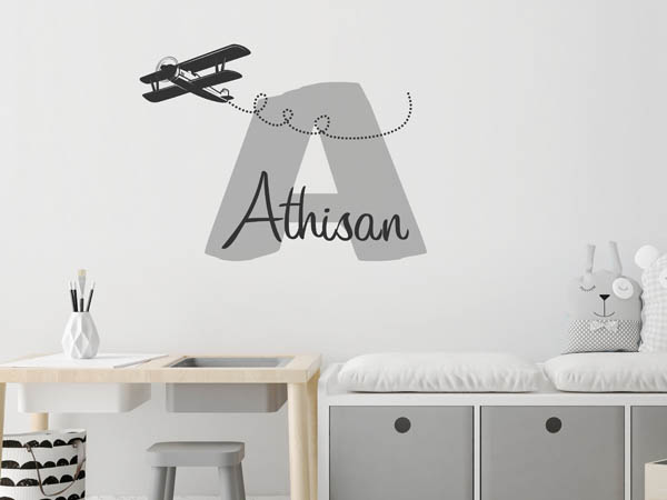 Wandtattoo Athisan mit Flugzeug