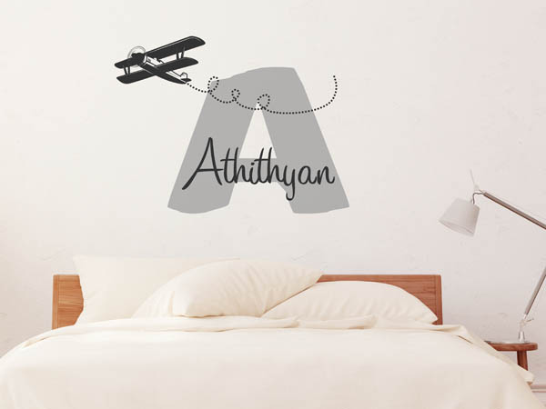 Wandtattoo Athithyan mit Flugzeug