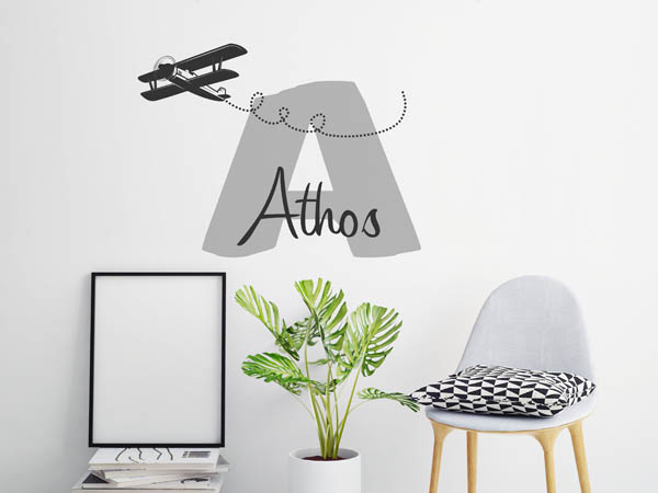 Wandtattoo Athos mit Flugzeug