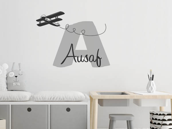 Wandtattoo Ausaf mit Flugzeug