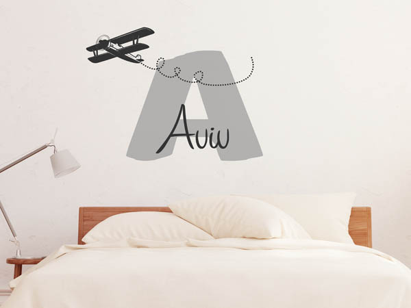 Wandtattoo Aviv mit Flugzeug