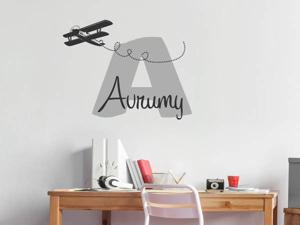 Wandtattoo Avrumy mit Flugzeug