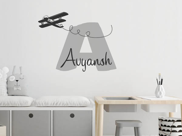 Wandtattoo Avyansh mit Flugzeug