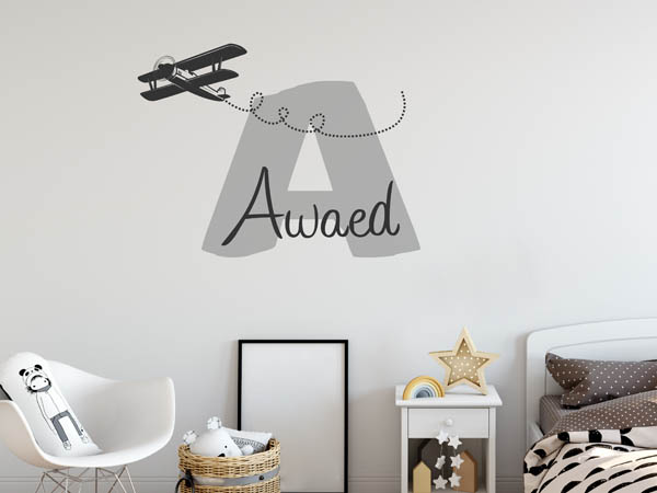 Wandtattoo Awaed mit Flugzeug