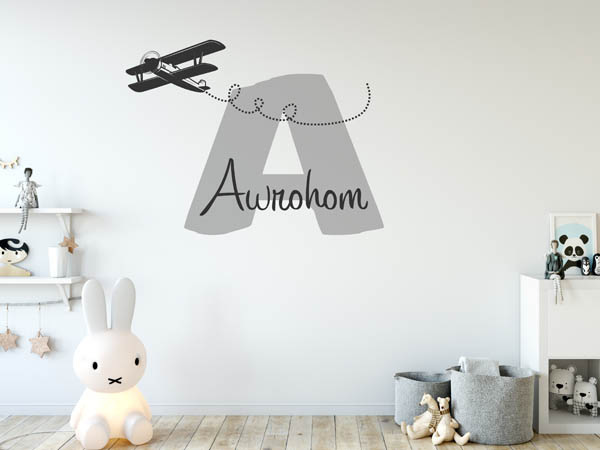 Wandtattoo Awrohom mit Flugzeug