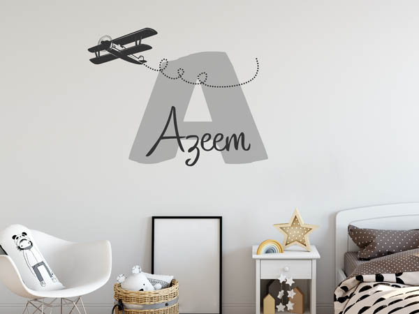 Wandtattoo Azeem mit Flugzeug