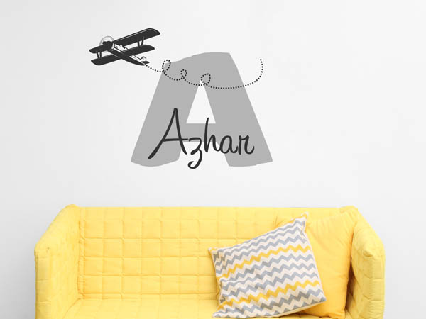 Wandtattoo Azhar mit Flugzeug