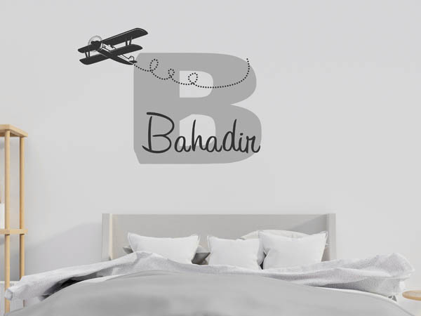 Wandtattoo Bahadir mit Flugzeug