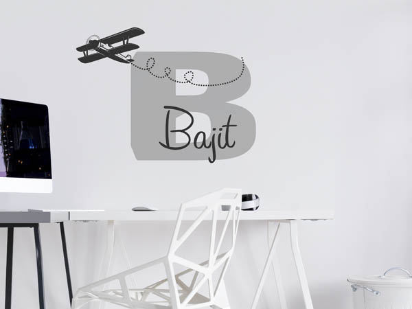 Wandtattoo Bajit mit Flugzeug