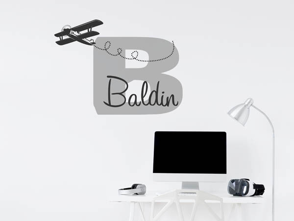 Wandtattoo Baldin mit Flugzeug