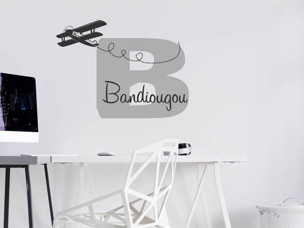 Wandtattoo Bandiougou mit Flugzeug