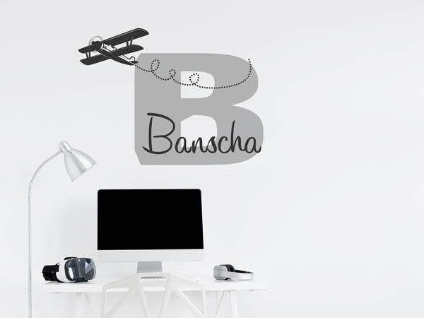 Wandtattoo Banscha mit Flugzeug