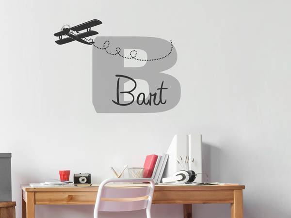 Wandtattoo Bart mit Flugzeug