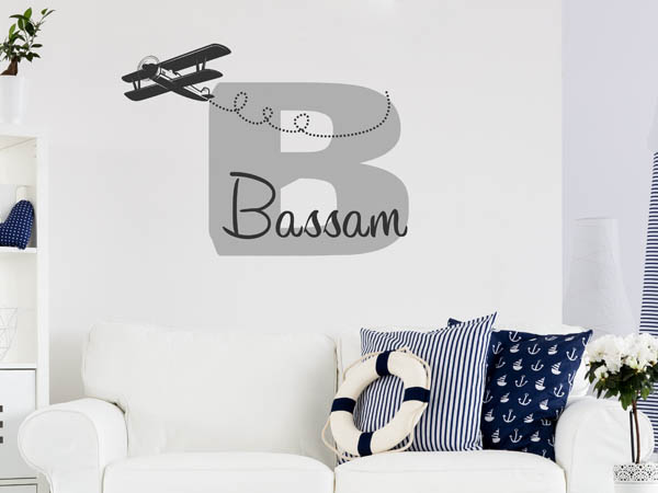 Wandtattoo Bassam mit Flugzeug