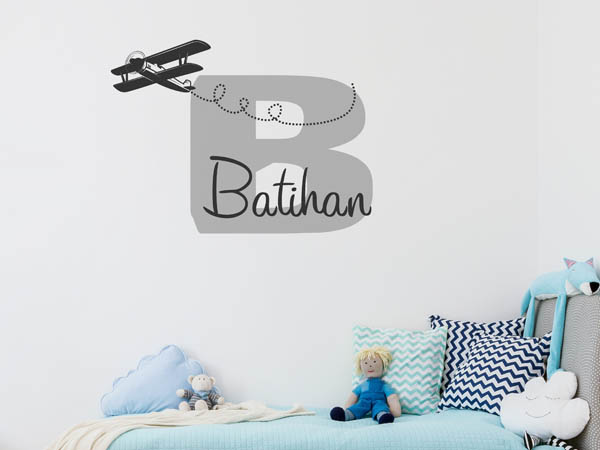 Wandtattoo Batihan mit Flugzeug