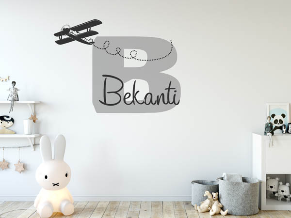 Wandtattoo Bekanti mit Flugzeug