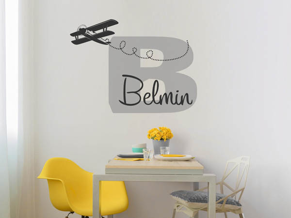 Wandtattoo Belmin mit Flugzeug