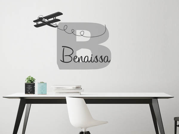 Wandtattoo Benaissa mit Flugzeug