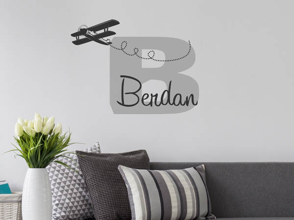 Wandtattoo Berdan mit Flugzeug