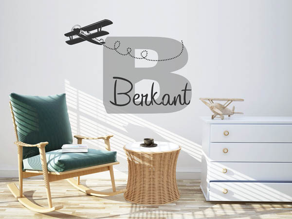 Wandtattoo Berkant mit Flugzeug
