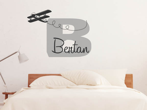 Wandtattoo Bertan mit Flugzeug