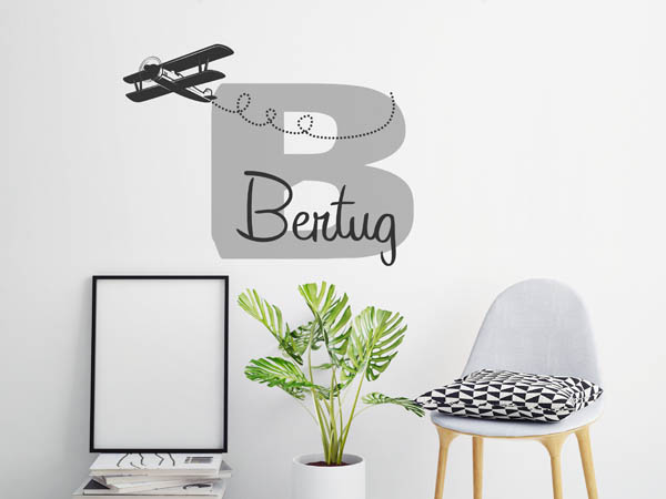 Wandtattoo Bertug mit Flugzeug