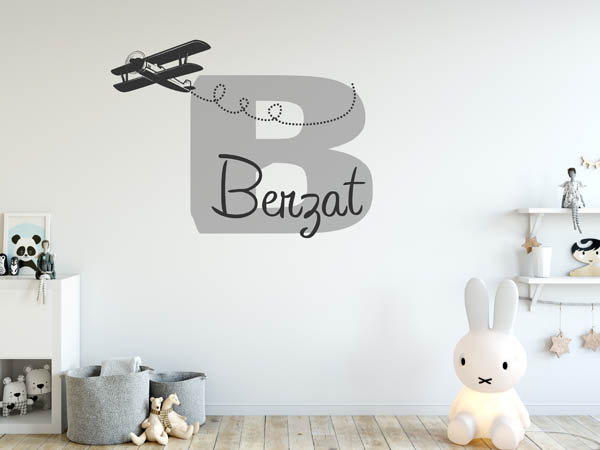 Wandtattoo Berzat mit Flugzeug