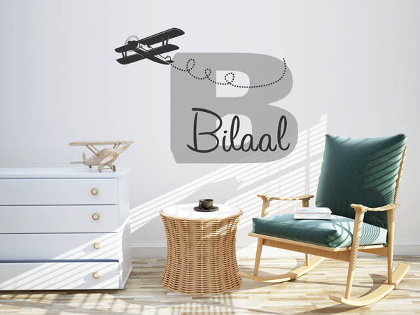 Wandtattoo Bilaal mit Flugzeug
