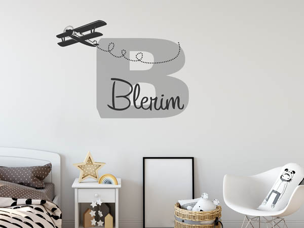 Wandtattoo Blerim mit Flugzeug