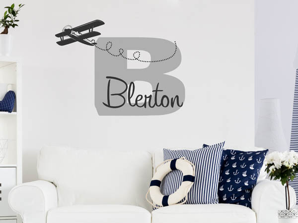 Wandtattoo Blerton mit Flugzeug