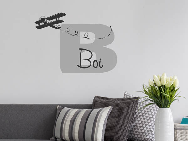 Wandtattoo Boi mit Flugzeug