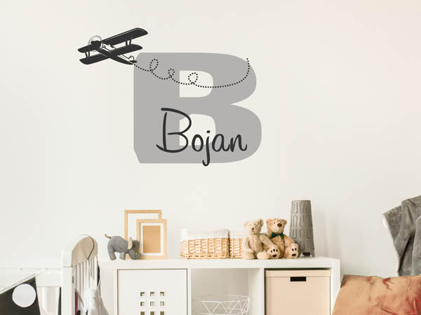 Wandtattoo Bojan mit Flugzeug