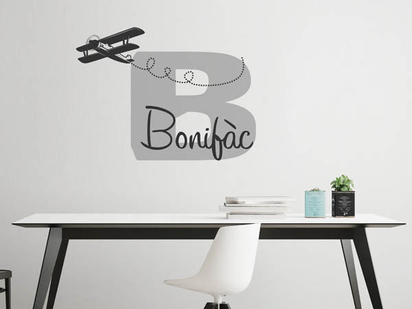 Wandtattoo Bonifàc mit Flugzeug
