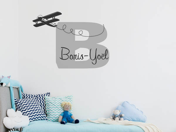 Wandtattoo Boris-Yoël mit Flugzeug