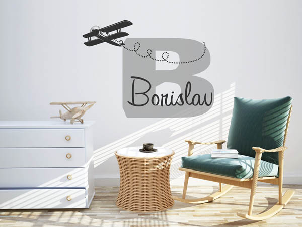Wandtattoo Borislav mit Flugzeug