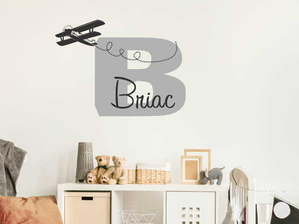 Wandtattoo Briac mit Flugzeug