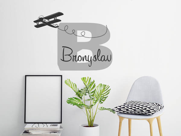 Wandtattoo Bronyslav mit Flugzeug