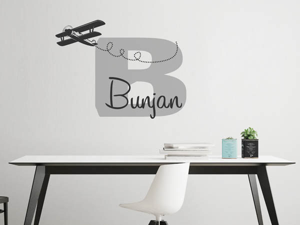 Wandtattoo Bunjan mit Flugzeug