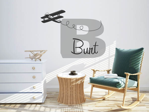 Wandtattoo Burt mit Flugzeug