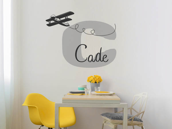 Wandtattoo Cade mit Flugzeug