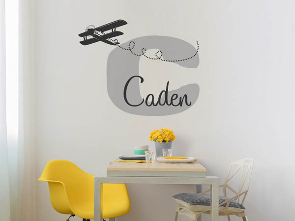Wandtattoo Caden mit Flugzeug