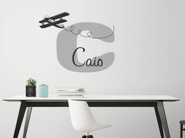 Wandtattoo Caio mit Flugzeug