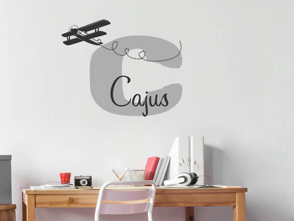 Wandtattoo Cajus mit Flugzeug