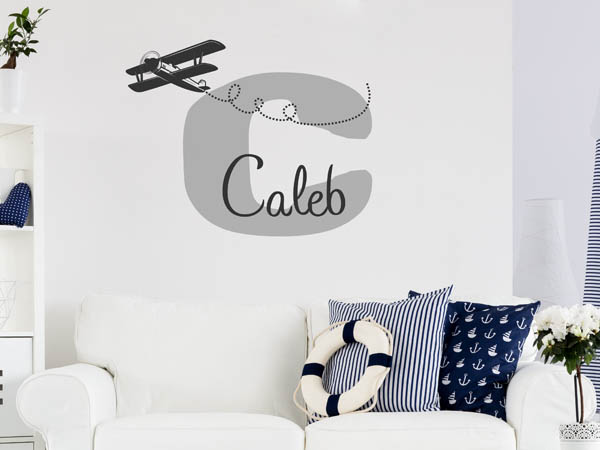 Wandtattoo Caleb mit Flugzeug