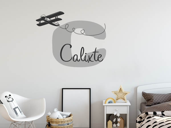 Wandtattoo Calixte mit Flugzeug