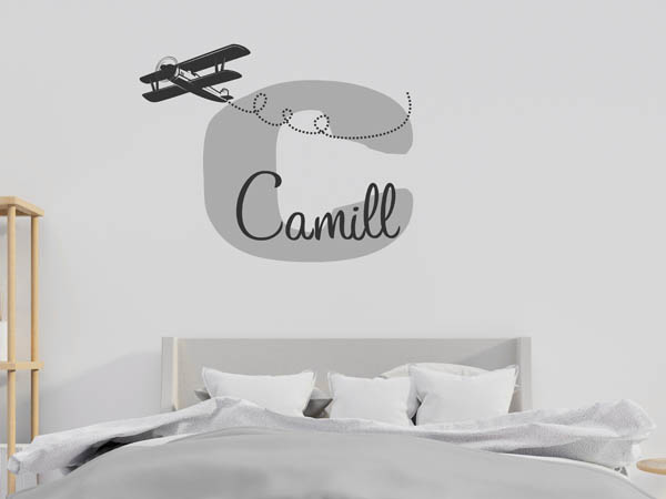 Wandtattoo Camill mit Flugzeug