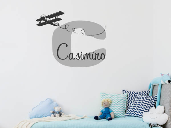 Wandtattoo Casimiro mit Flugzeug